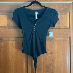 NWT Free People Black Bodysuit